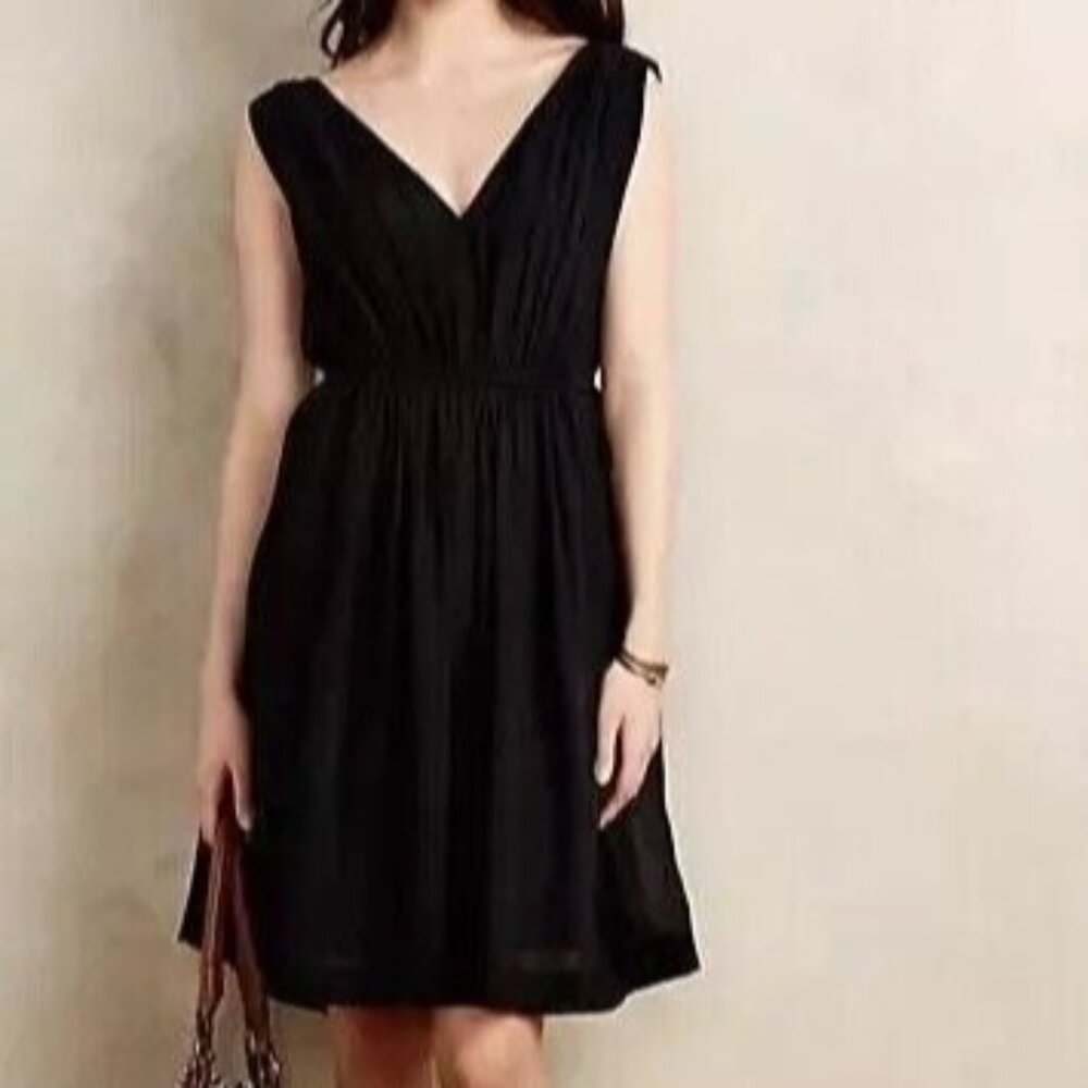HD in Paris Anthropologie Black Grecian V-Neck Sleeveless Flowy Dress Sz 0